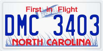NC license plate DMC3403