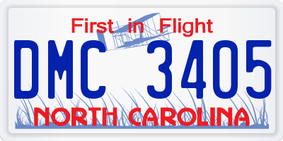 NC license plate DMC3405