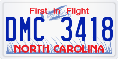 NC license plate DMC3418