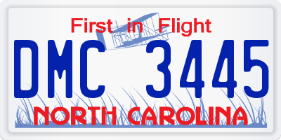 NC license plate DMC3445