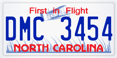 NC license plate DMC3454