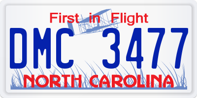 NC license plate DMC3477