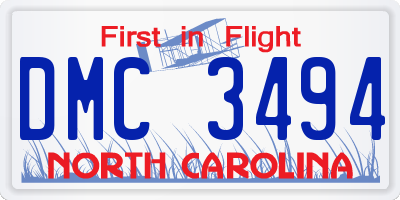 NC license plate DMC3494