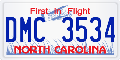 NC license plate DMC3534