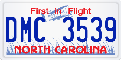 NC license plate DMC3539
