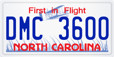 NC license plate DMC3600