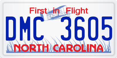 NC license plate DMC3605