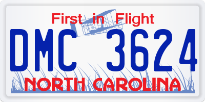 NC license plate DMC3624