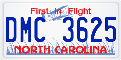 NC license plate DMC3625