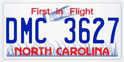 NC license plate DMC3627