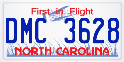 NC license plate DMC3628