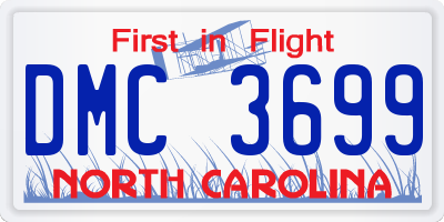 NC license plate DMC3699