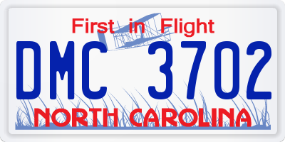 NC license plate DMC3702