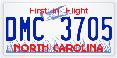 NC license plate DMC3705