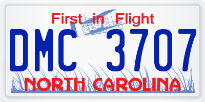 NC license plate DMC3707