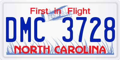 NC license plate DMC3728