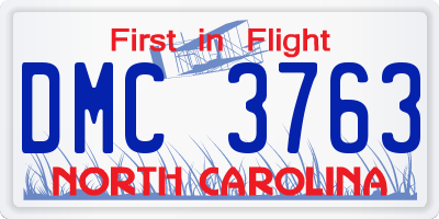 NC license plate DMC3763