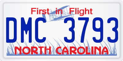 NC license plate DMC3793