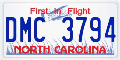 NC license plate DMC3794