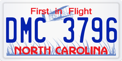 NC license plate DMC3796