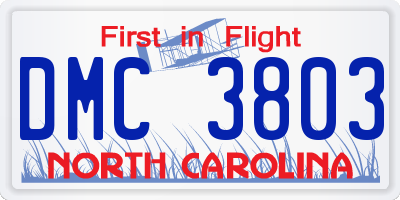 NC license plate DMC3803