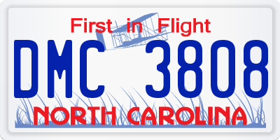 NC license plate DMC3808