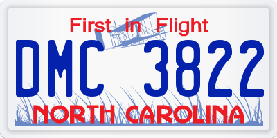NC license plate DMC3822