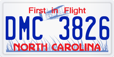 NC license plate DMC3826