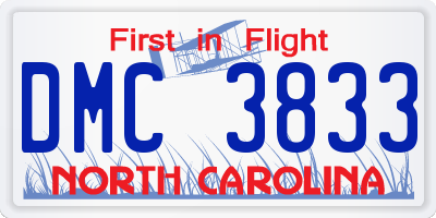 NC license plate DMC3833