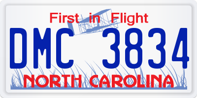 NC license plate DMC3834