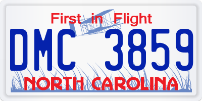 NC license plate DMC3859