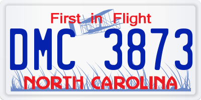NC license plate DMC3873