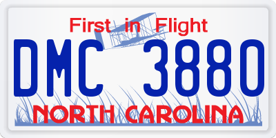NC license plate DMC3880