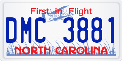 NC license plate DMC3881