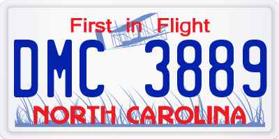 NC license plate DMC3889