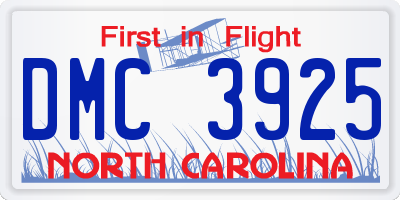 NC license plate DMC3925