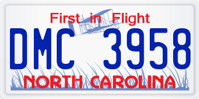 NC license plate DMC3958