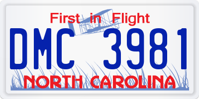 NC license plate DMC3981