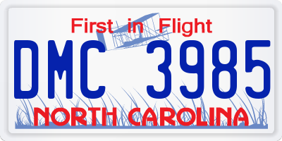 NC license plate DMC3985
