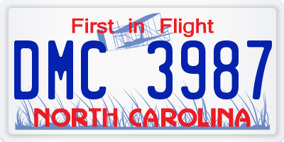 NC license plate DMC3987