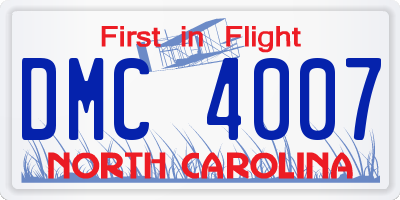 NC license plate DMC4007