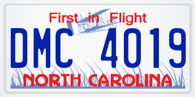 NC license plate DMC4019