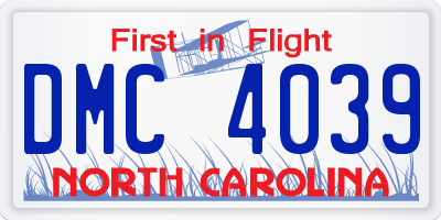 NC license plate DMC4039