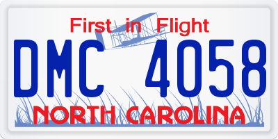 NC license plate DMC4058