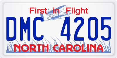 NC license plate DMC4205