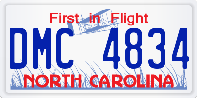 NC license plate DMC4834