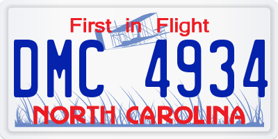 NC license plate DMC4934