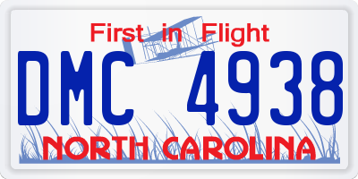 NC license plate DMC4938