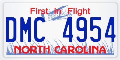 NC license plate DMC4954