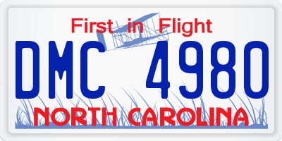 NC license plate DMC4980